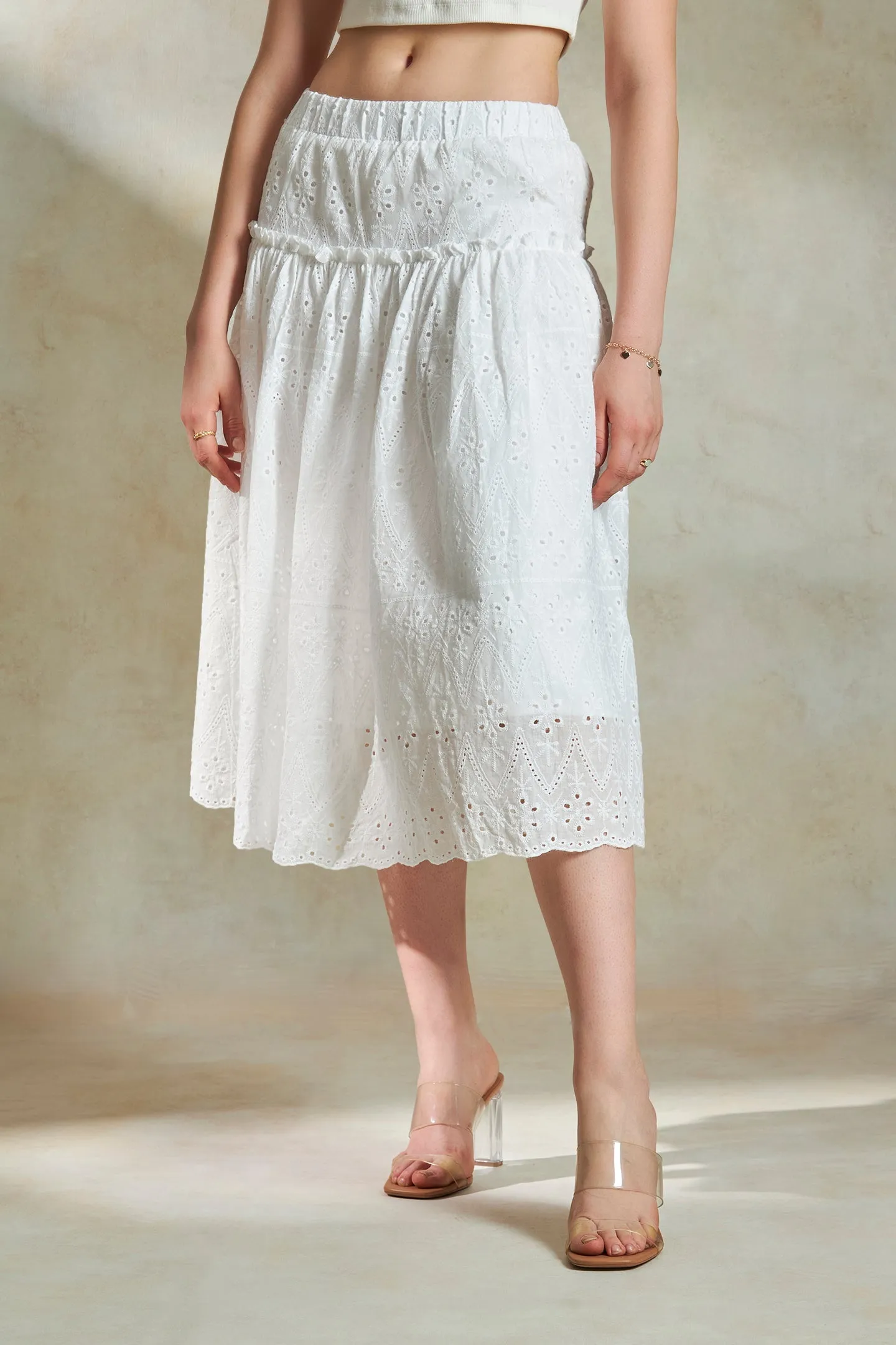 Zuriel|Schiffli Cotton Skirt